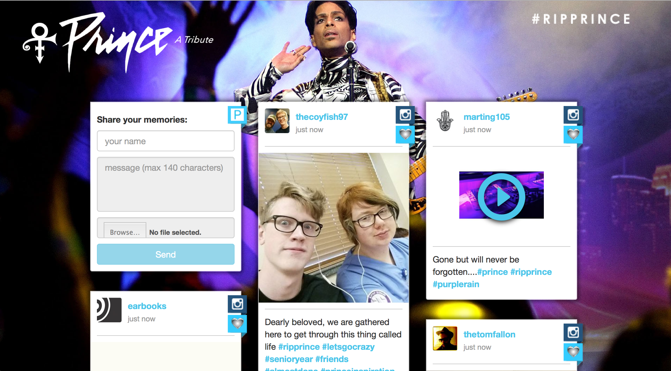 Prince condolences screengrab