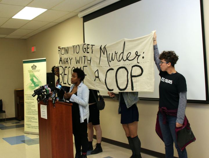 Ashley Williams at Community Relations Press Rally