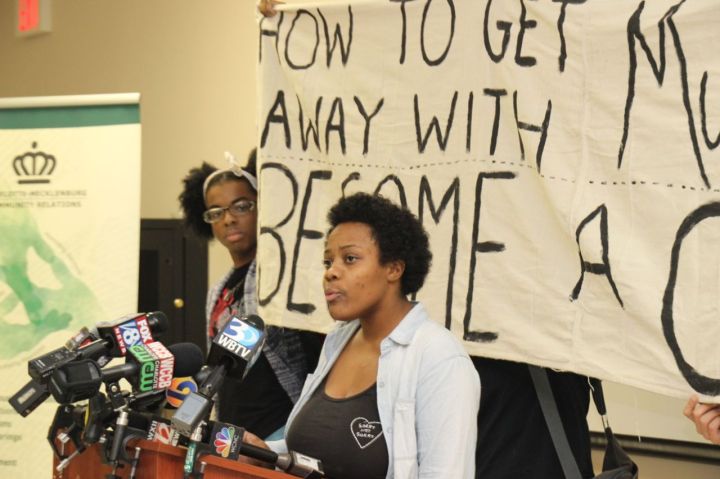 Ashley Williams at Community Relations Press Rally