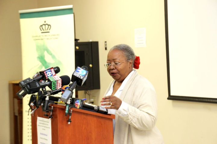 Mattie Marshall at Community Relations Press Rally