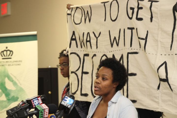 Ashley Williams at Community Relations Press Rally