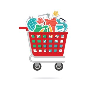 Shopping Cart Filled With Back To School Supplies