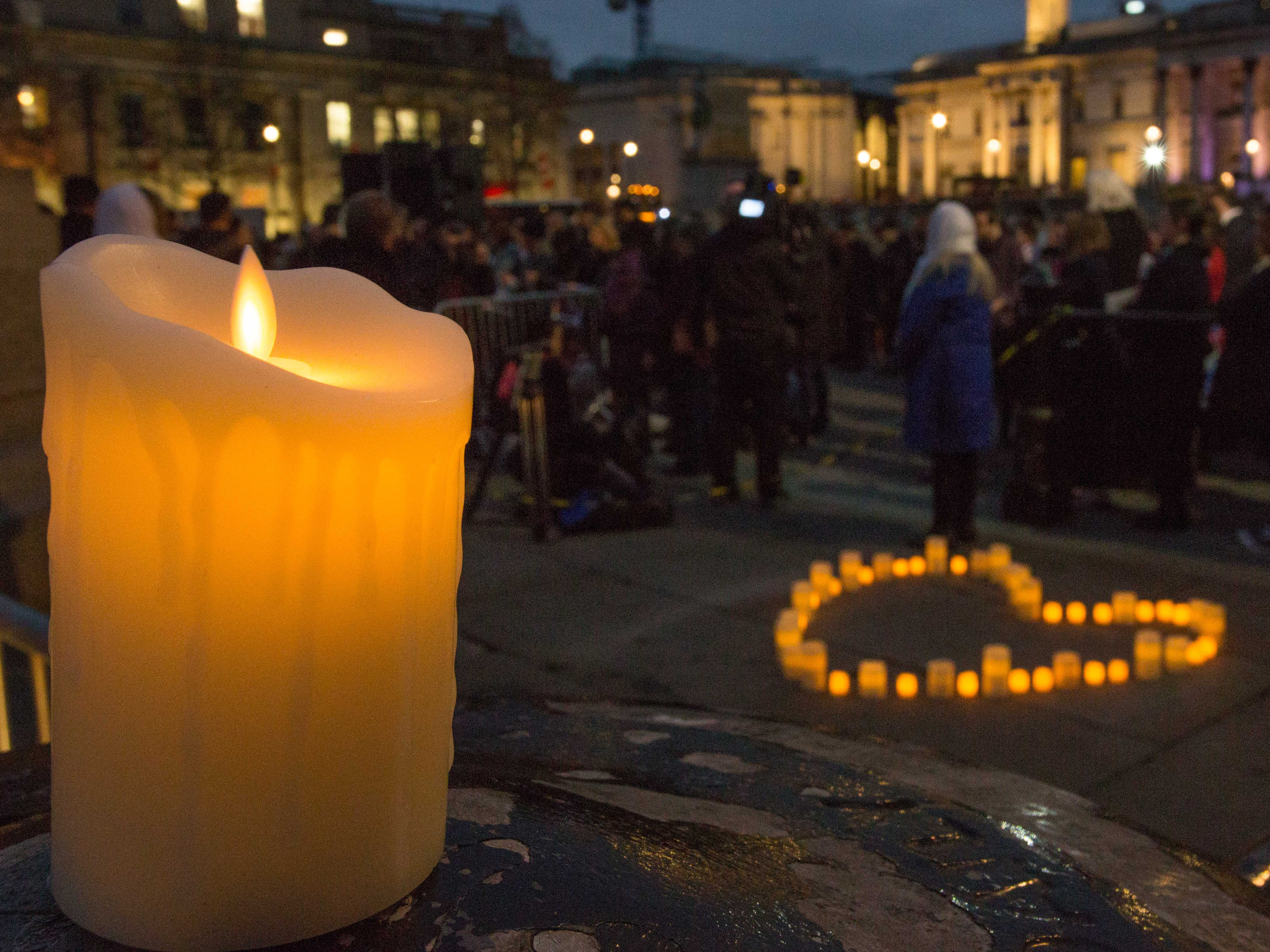 Stand for Solidarity with New Zealand vigil of peace, Trafalgar Square, London.