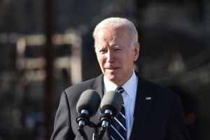 President of the United States Joe Biden delivers his...