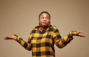 Desperate black young woman.