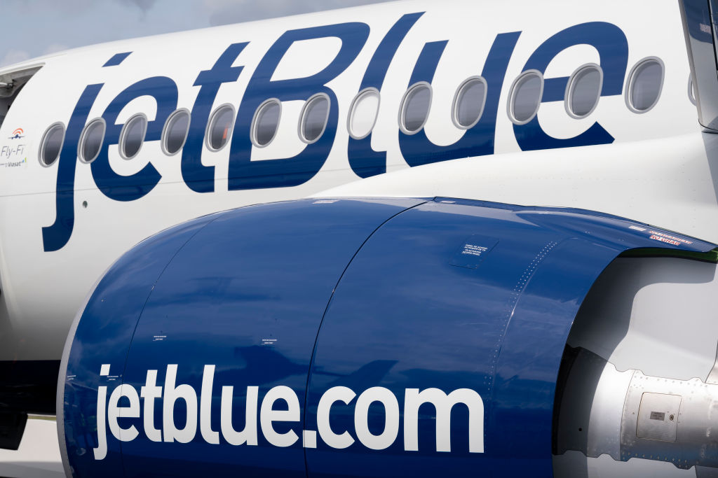 JetBlue Airbus A220 At Farnborough Airshow