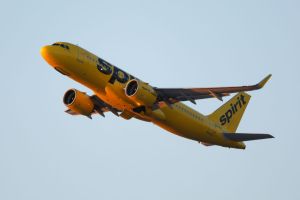 Spirit Airlines Departs From Los Angeles International Airport
