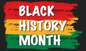 Black History Month Background. Juneteenth freedom day banner with paint brush stroke. June 19 poster design in black, green, red, yellow colors of Pan African flag