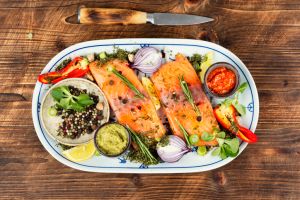 Ingredients for baked salmon.