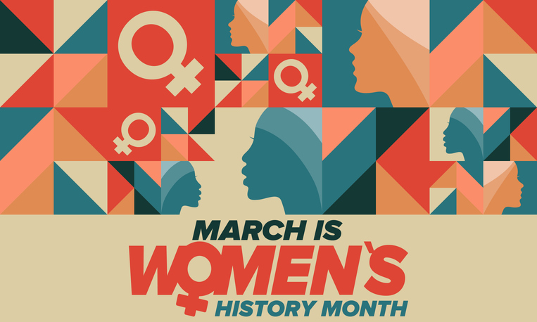 Women's History Month. Celebrated annual in March, to mark women’s contribution to history. Female symbol. Women's rights. Girl power in world. Poster, postcard, banner. Vector illustration